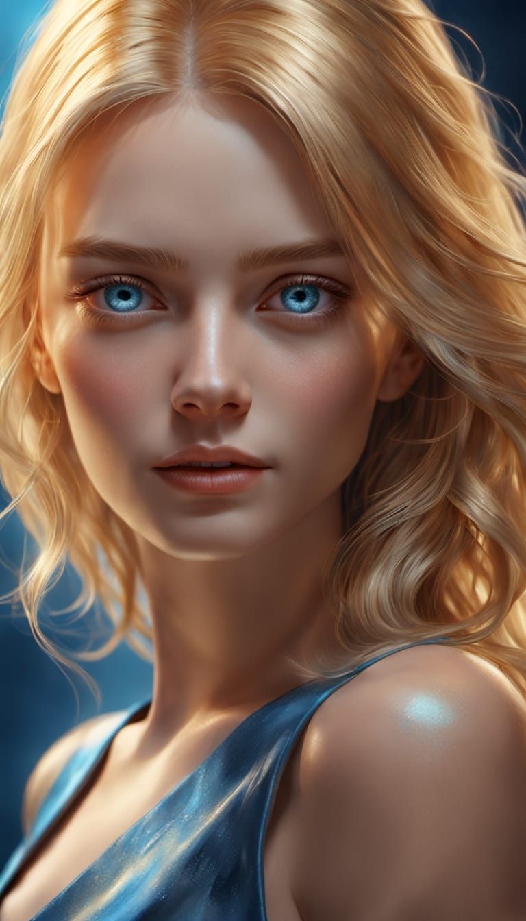 Hyper-Realistic 3D Portrait of a Blonde Woman