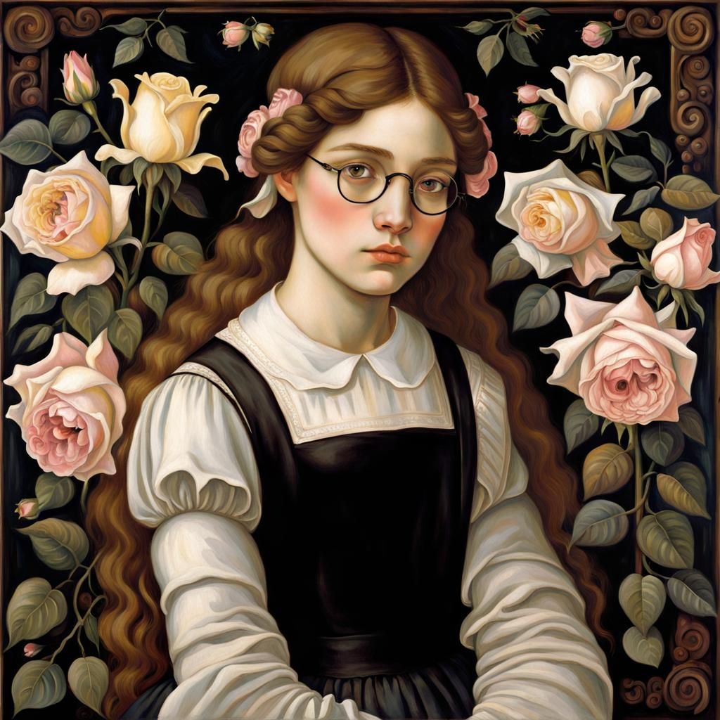 Girl with Roses: Hyperdetailed Fine Art Portrait