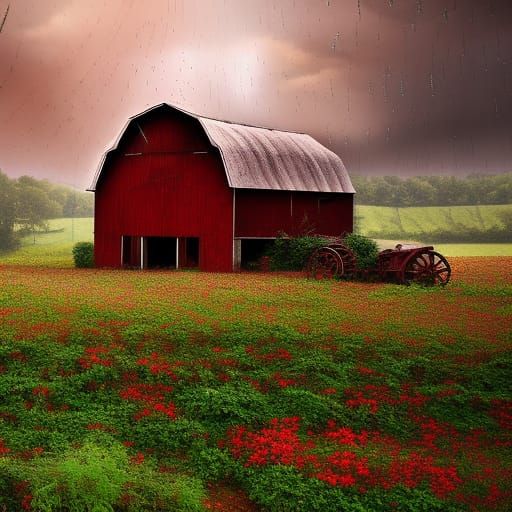 Abandoned Barn with Tractor: Fantasy Concept Art