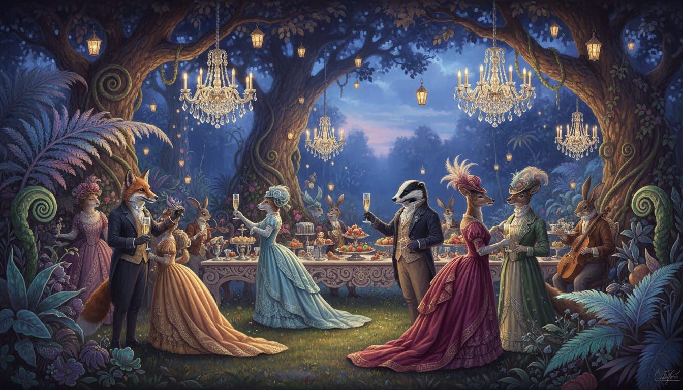 Fantastical Garden Party with Animals in Vintage Attire