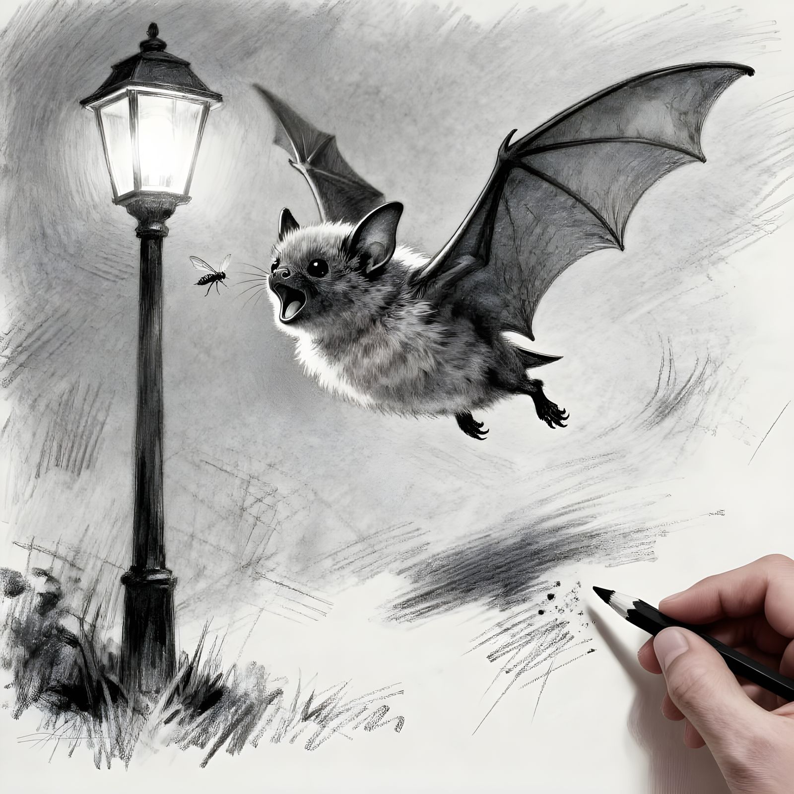 Cute Bat Drawing in Progress
