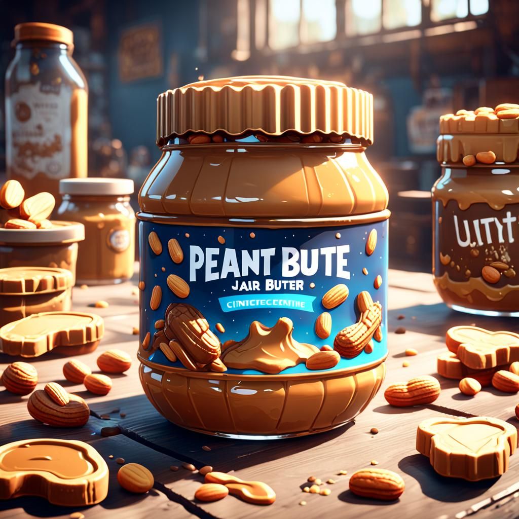 Peanut Butter Jar in 3D Game Cinematic Style