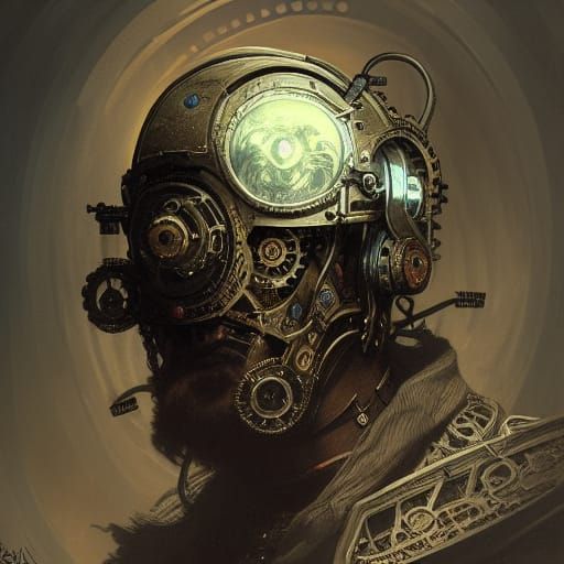 Steampunk Metalhead Portrait in Sinister Style