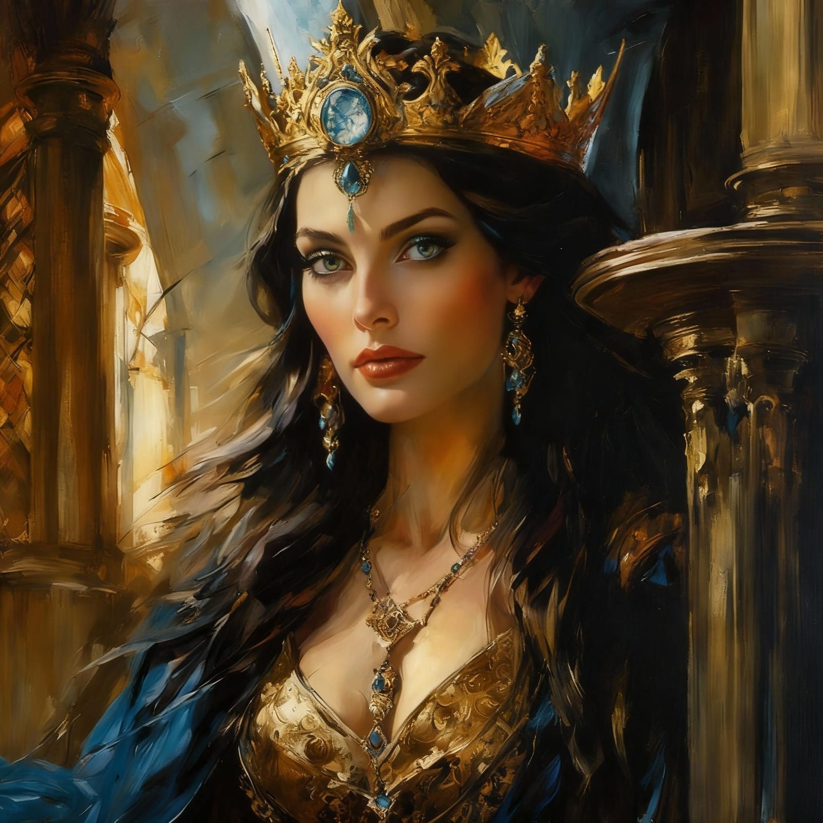 Morgan Le Fay and Merlin in Hyperrealism Style