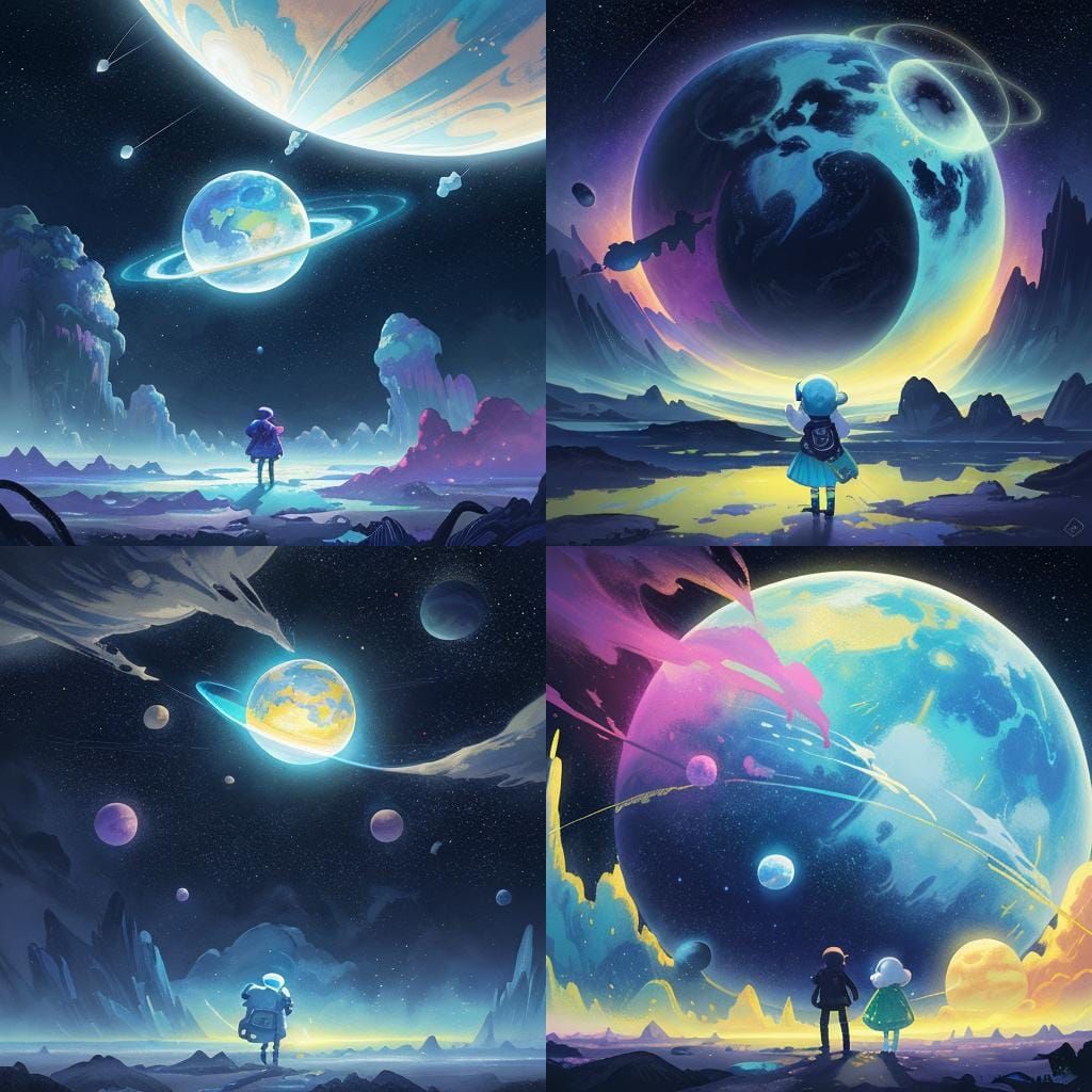 Exotic Pastel Planet in Deep Space: Digital Art