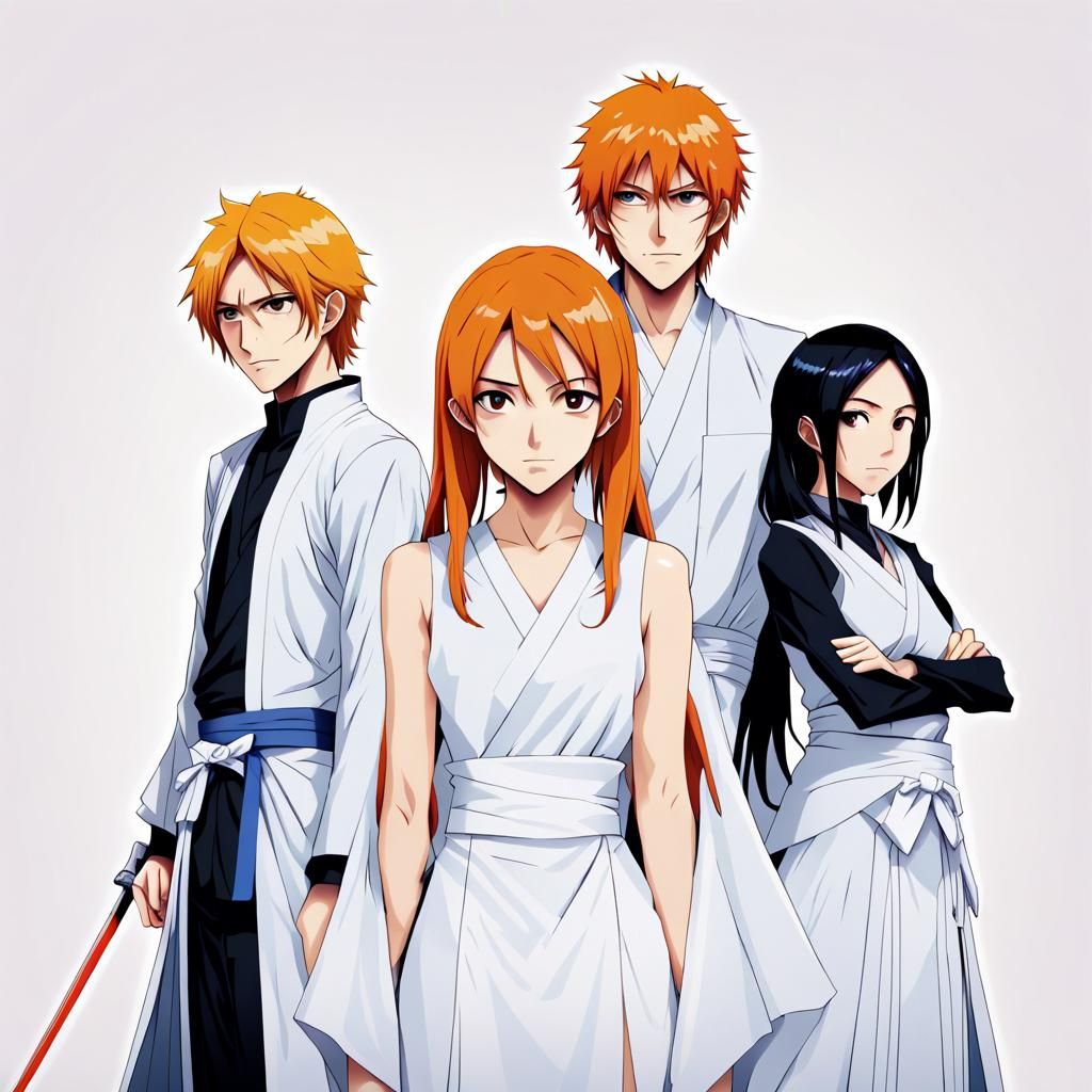 Bleach Anime Characters in Coloring Book Style
