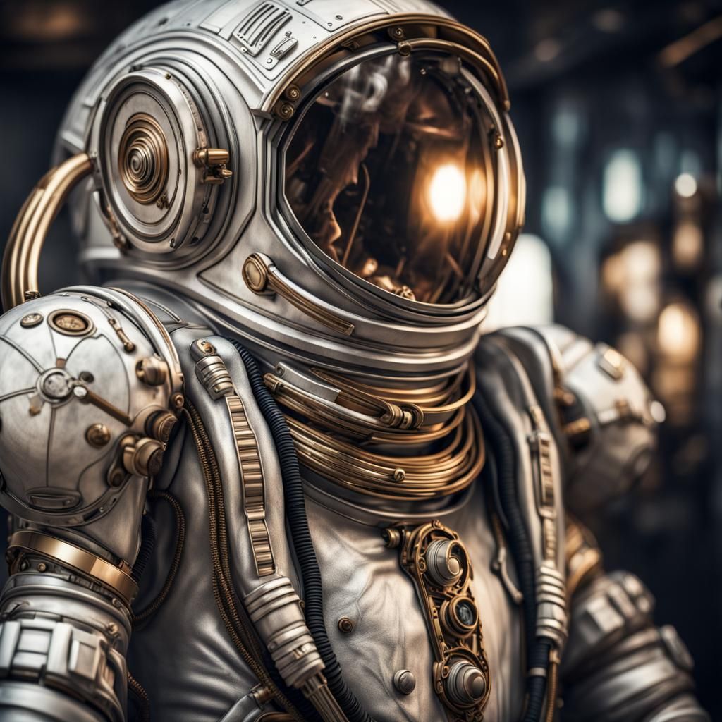 Art Deco Space Suit in Hyperrealistic Style