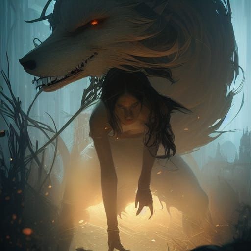 Big Bad Wolf in Dark Fantasy Style