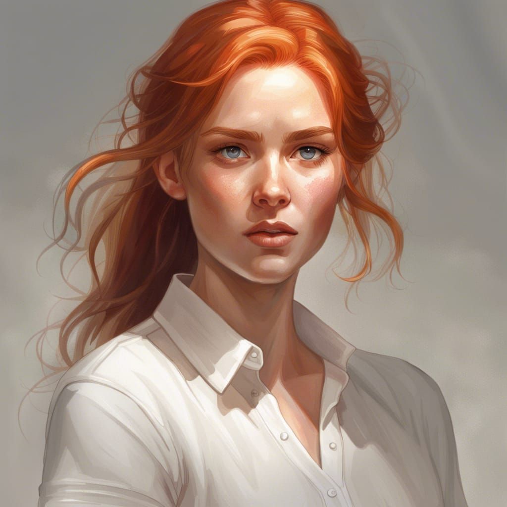 Ginger Haired Girl Portrait in Art Nouveau Style