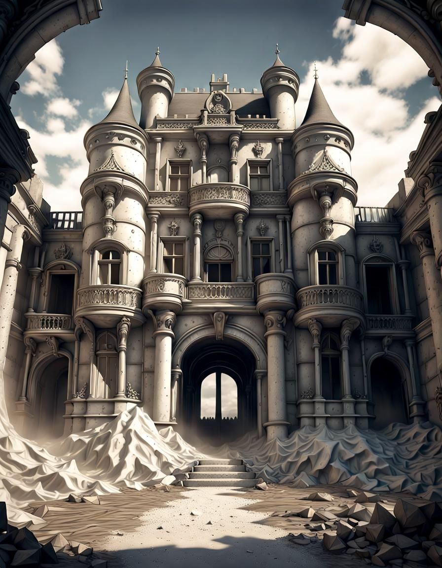 Forgotten Castle Entrance: Crumbling Royal Grandeur