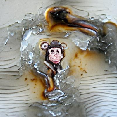 Cartoon monkey portrait melting