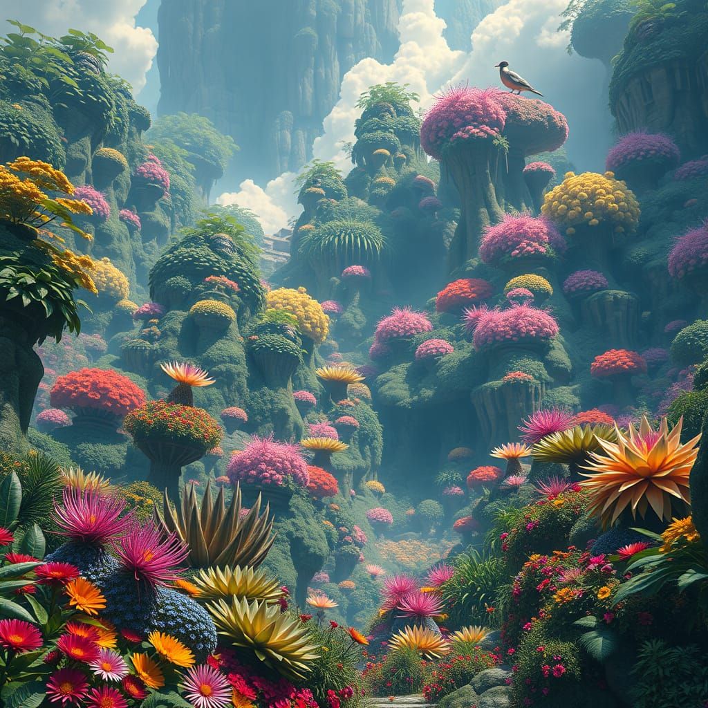 Gigantic Gardens with Flora and Fauna: Matte Painting