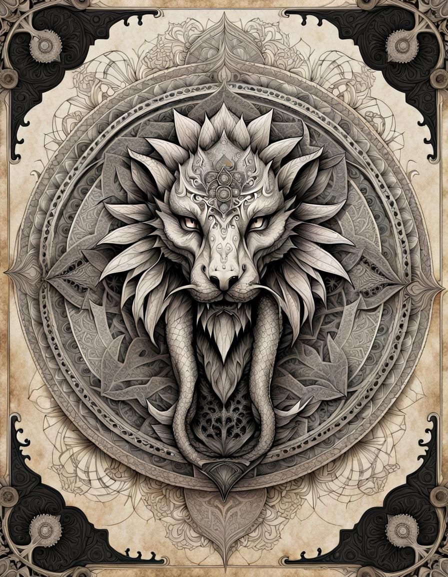Mystical DnD Creature with Intricate Mandala Patterns