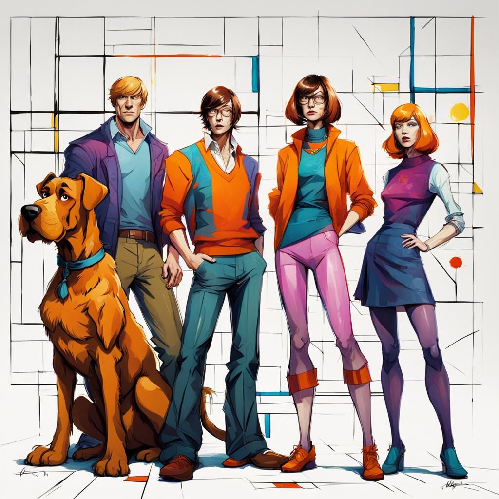 Scooby Doo Gang in Mondrian Style