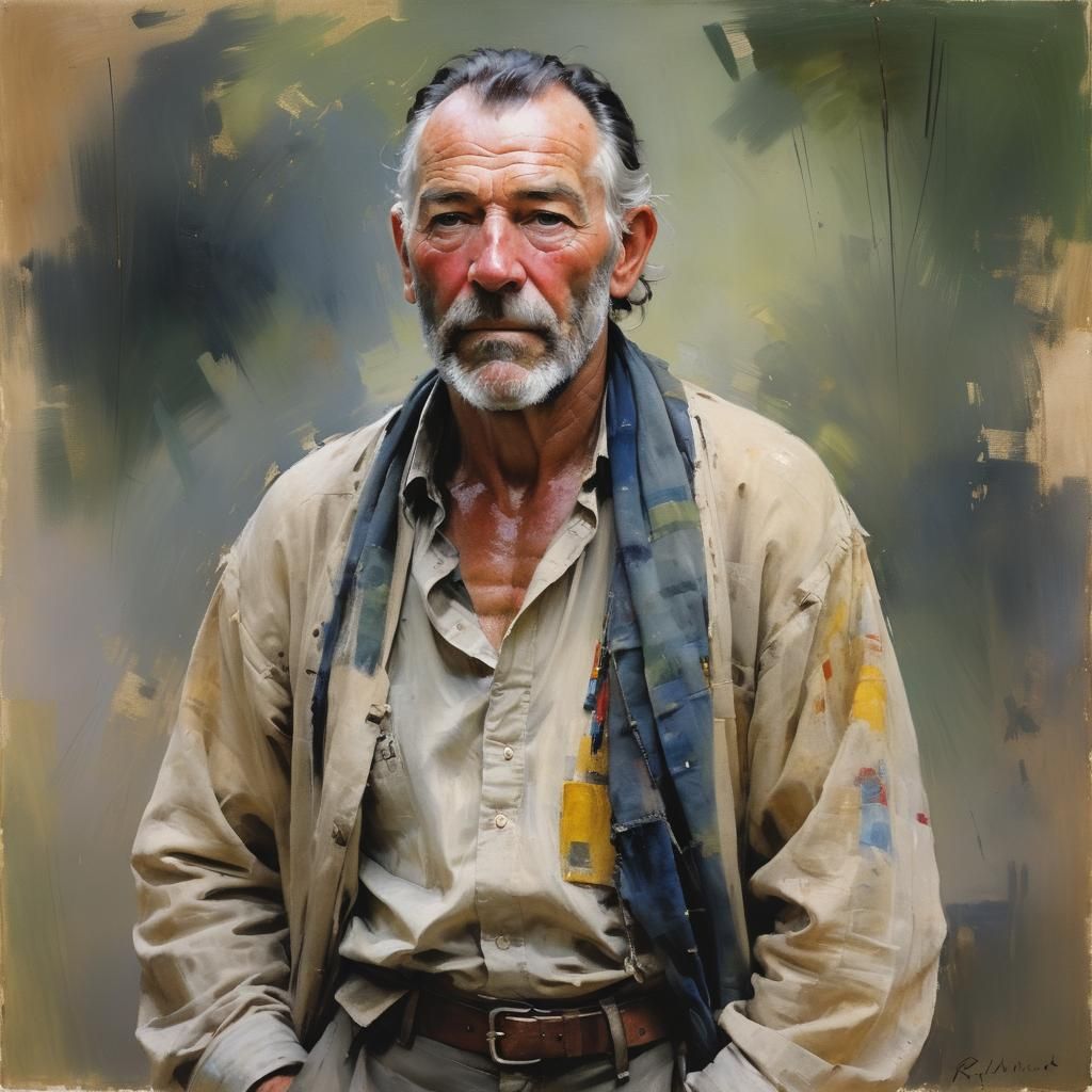 Oil Portrait of Man with Natural Lighting