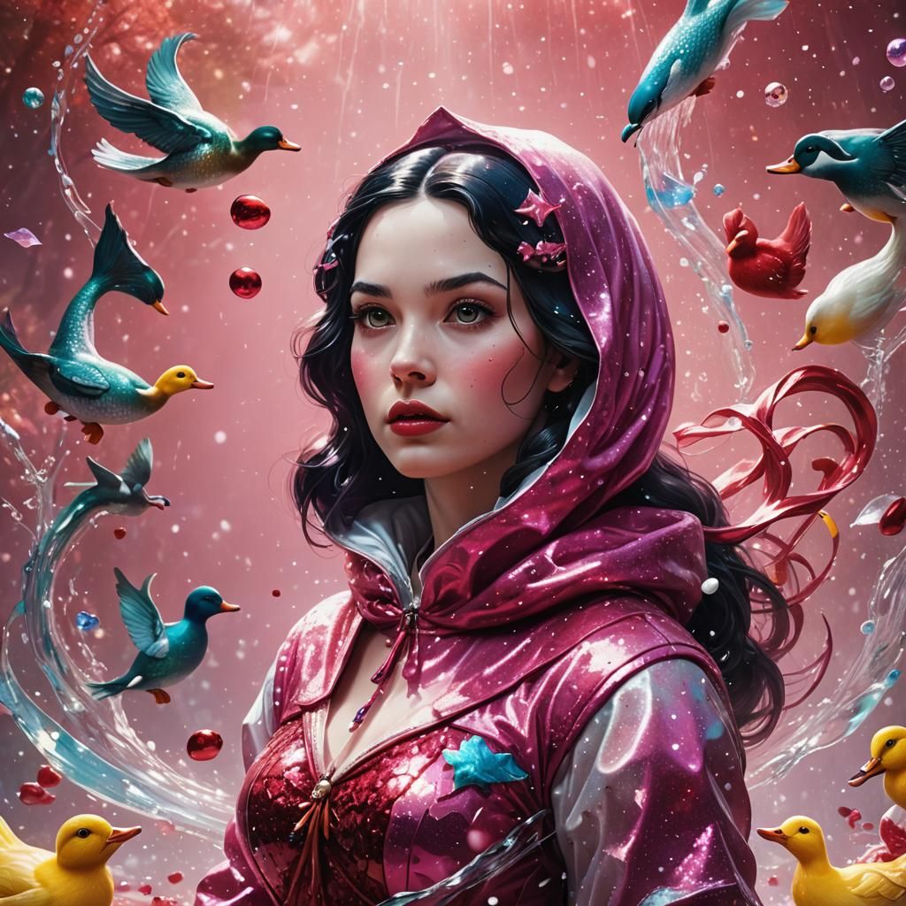 Snow White Space Mermaid in Hyperrealistic Splash Art