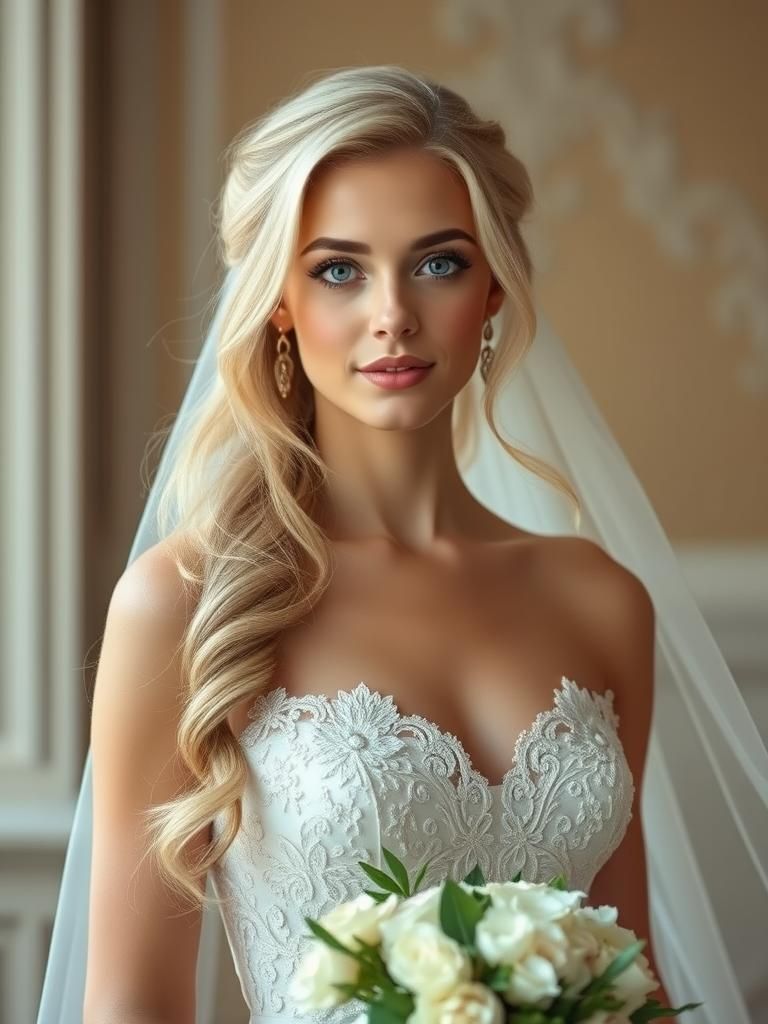 Elegant Blonde Bride in a State of Purity