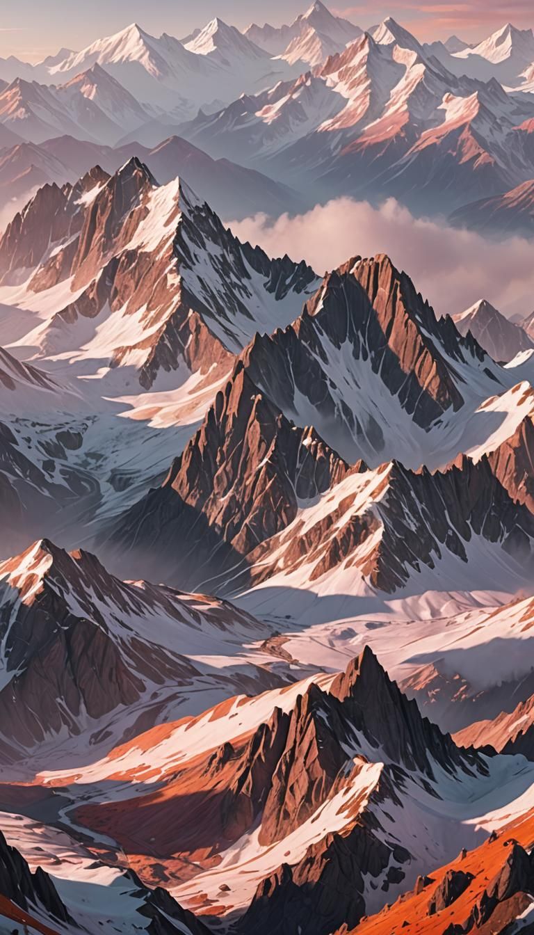 Snow-Capped Mountains at Dawn: A Matte Painting