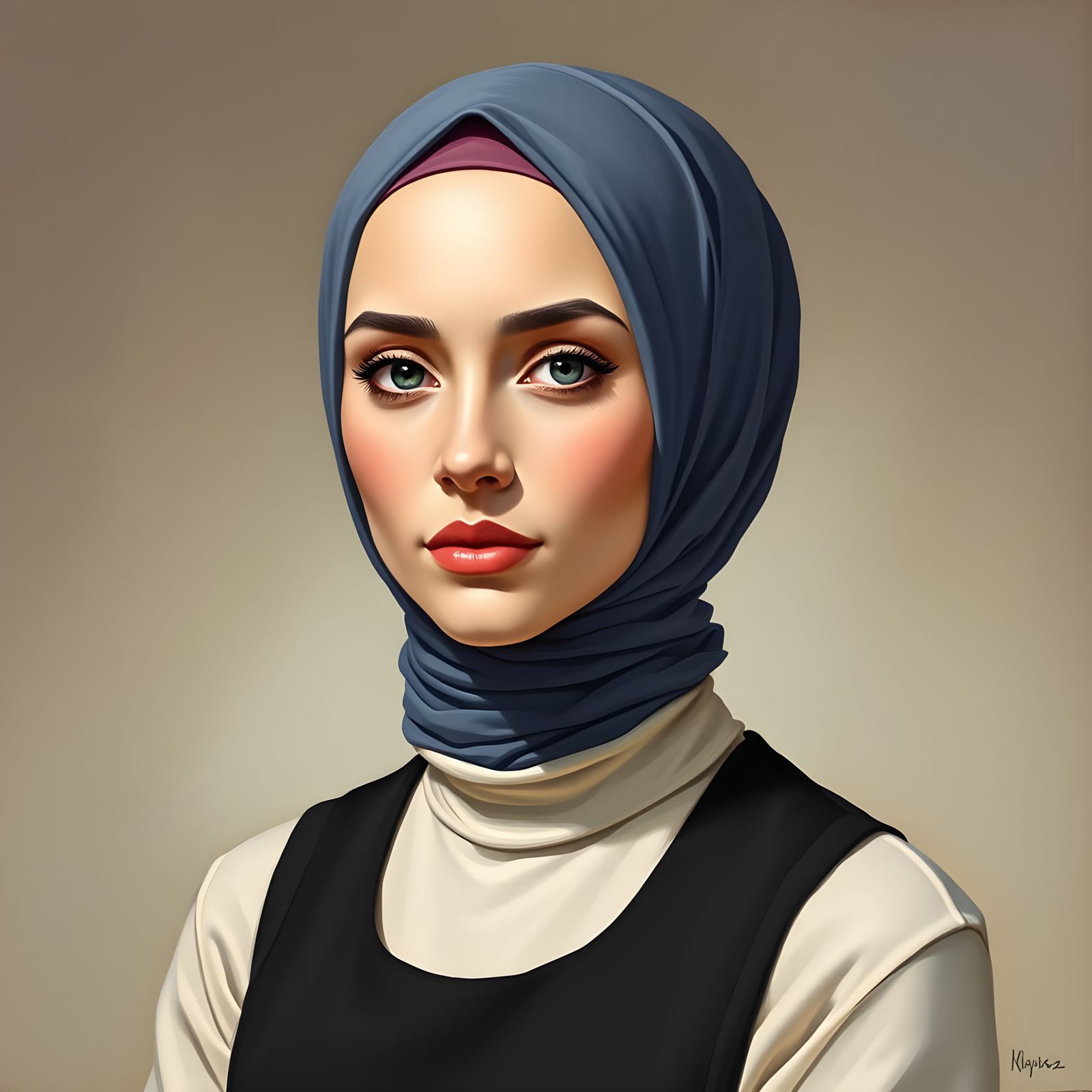Modern Oil Painting of a Swedish Woman in Hijab