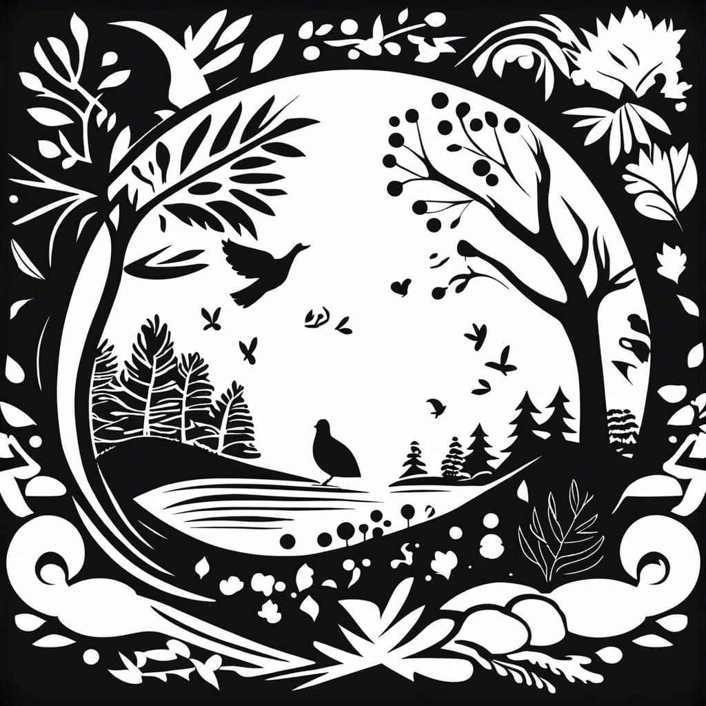 Nature-Themed Vector Sketch in Doodle Style
