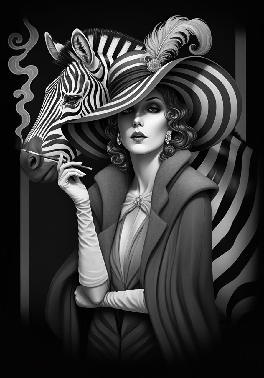 Sophisticated Woman in Black-and-White Illustration