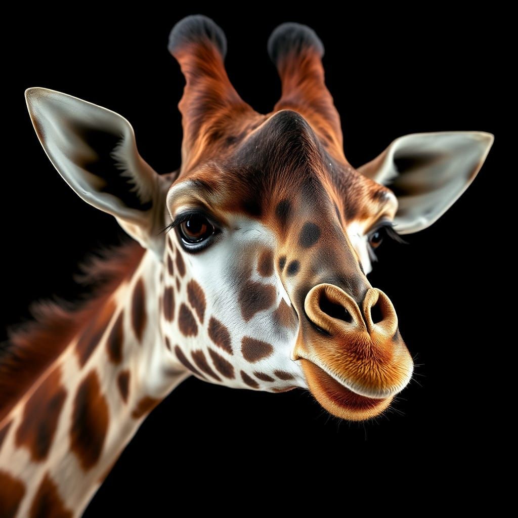 Dramatic Close-up Portrait of a Giraffe