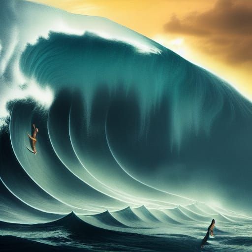 Surfing a Gigantic Wave: Epic Cinematic Scene