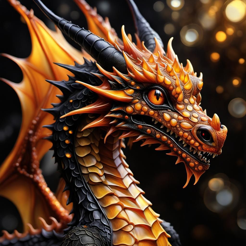 Amber Dragoness in Magical Realism Style