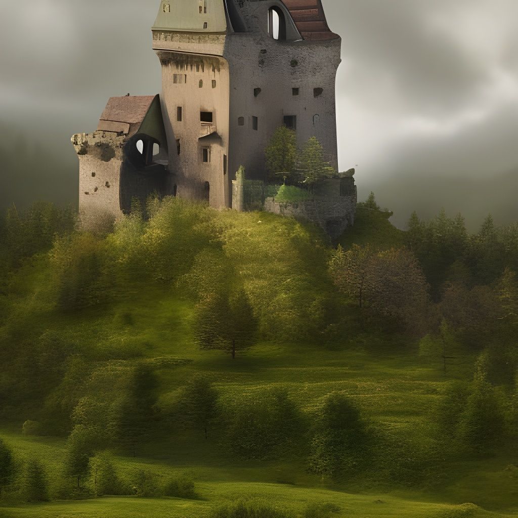 Medieval German castle ruin on a hill