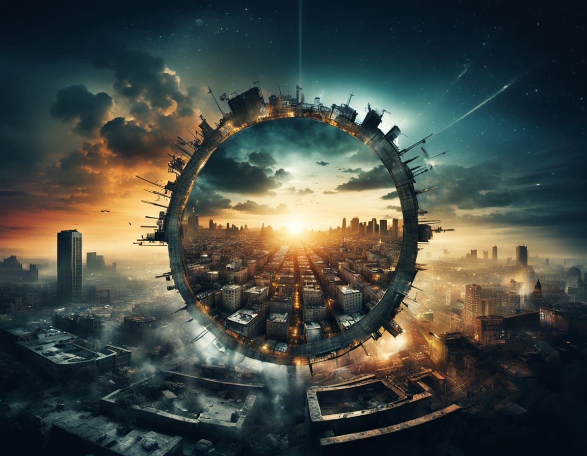 Urban Landscape Transition in Double Exposure Style