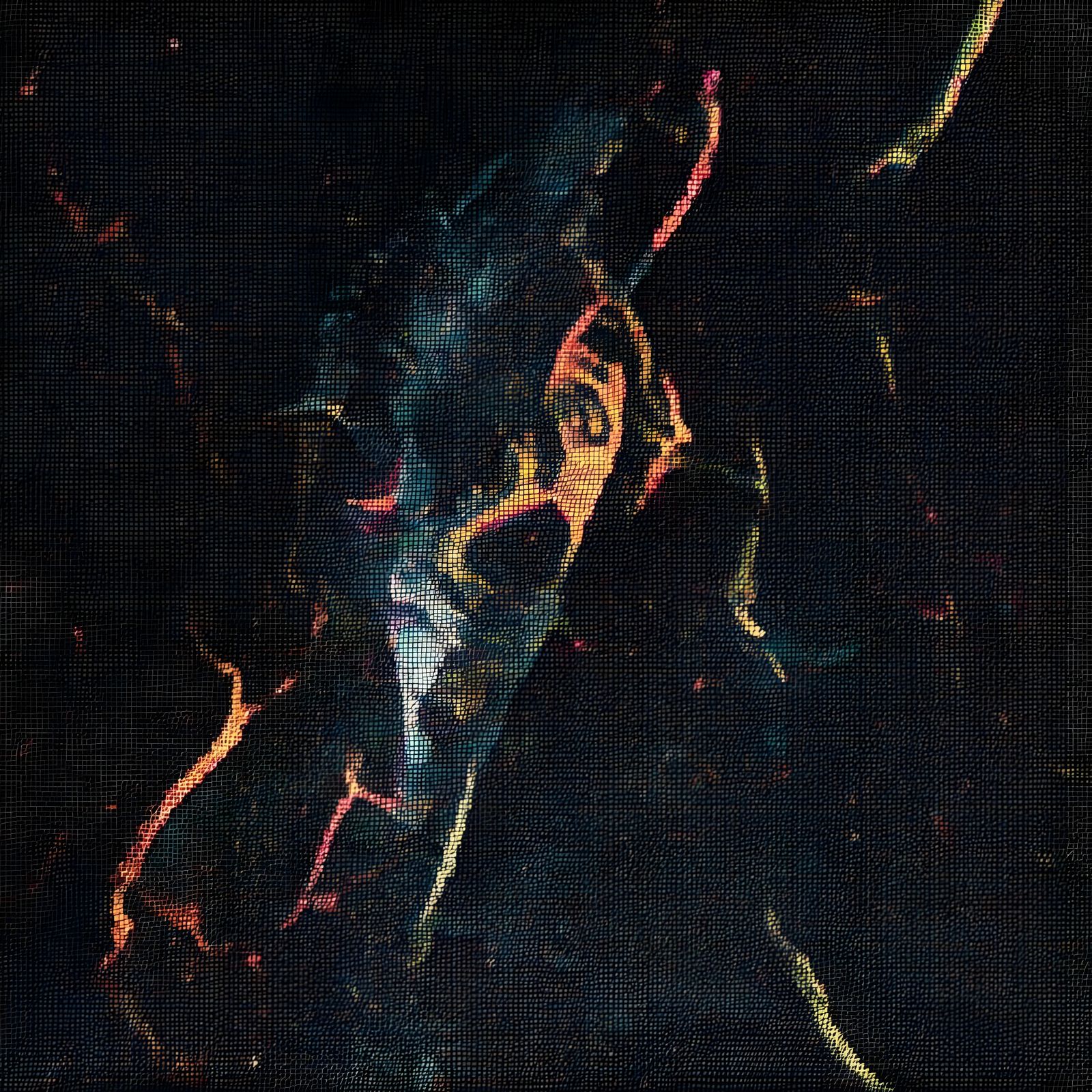 Chaotic Glitch Tiled Pattern Art