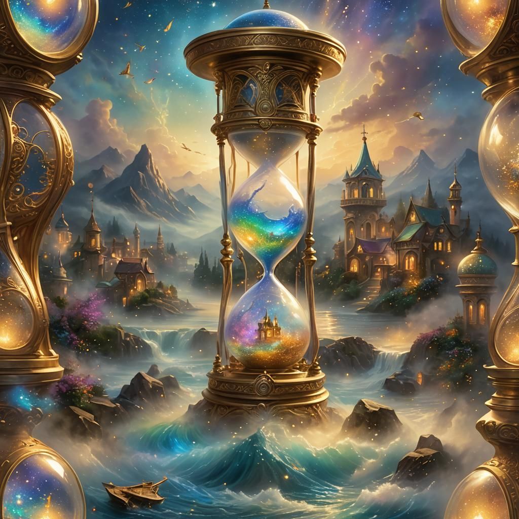 Ethereal Hourglass Overflowing with Magical Dust