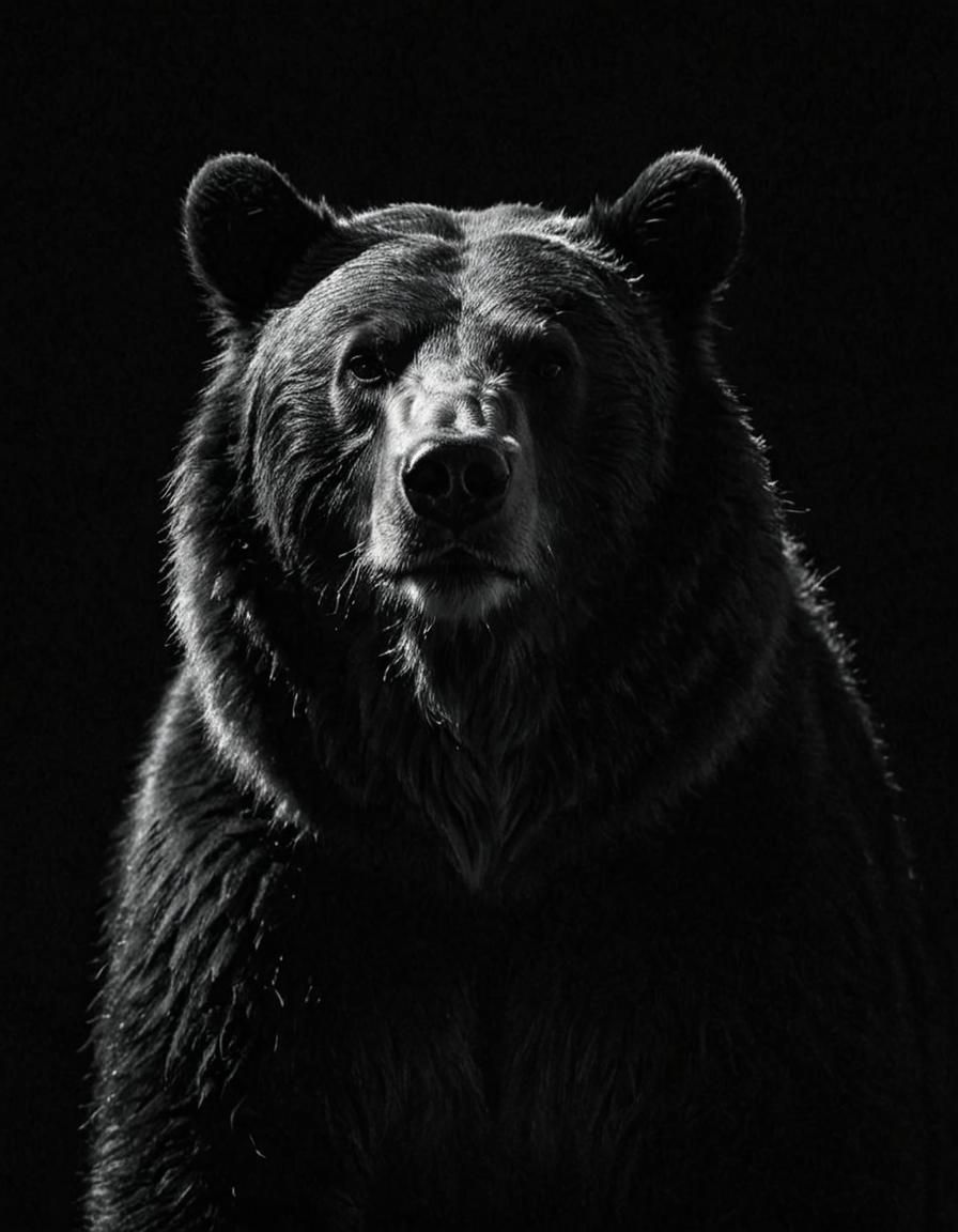 Dramatic Bear Silhouette in Black and White