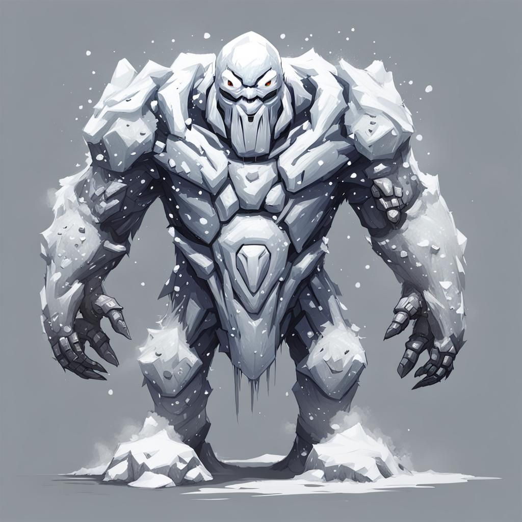 Snow Golem Game Character Concept Sketch