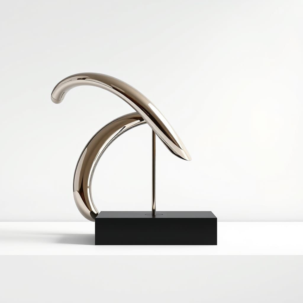 Polished Chrome Mammoth Tusk in Geometric Bauhaus Style