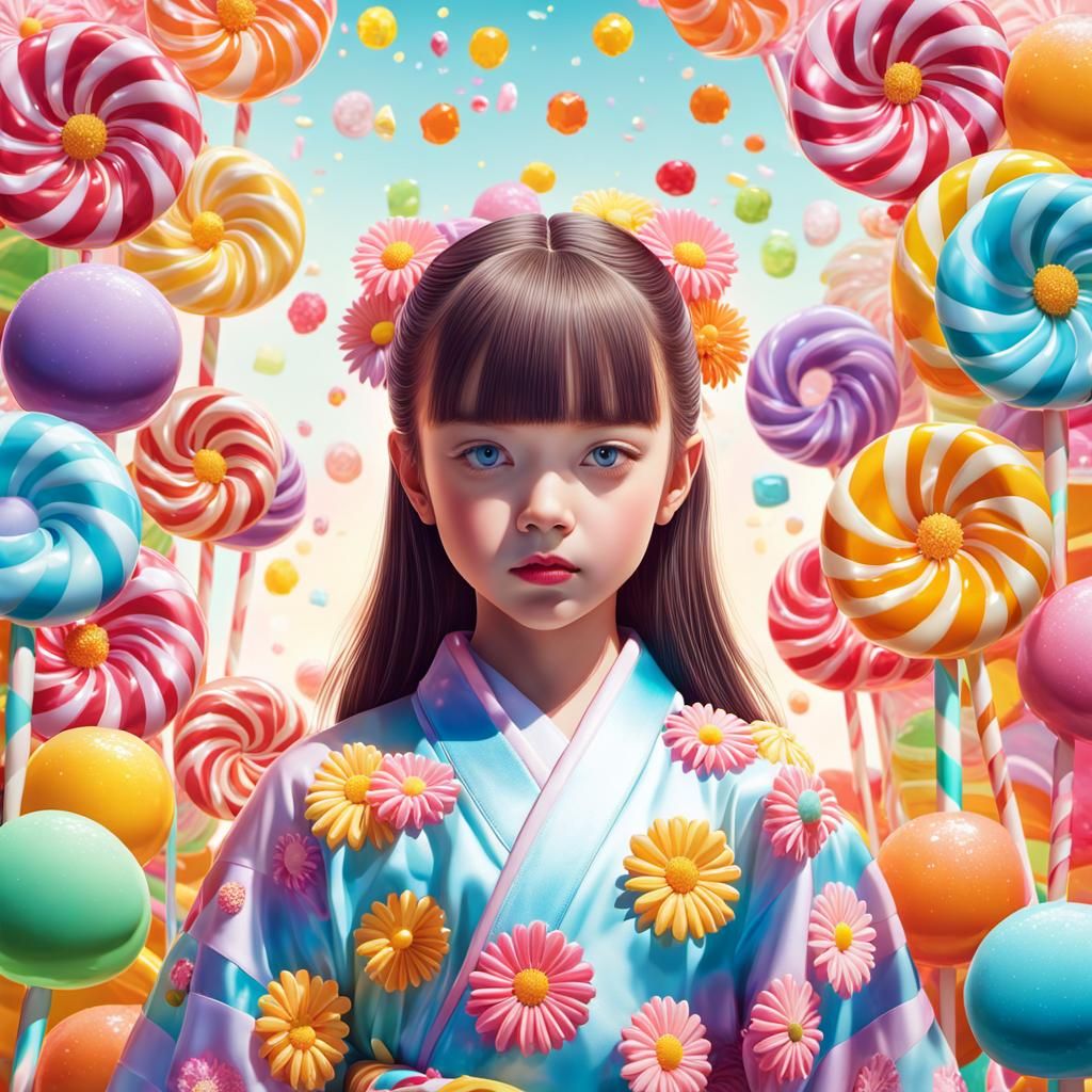 Girl in Daisy Kimono, Candy Art Style