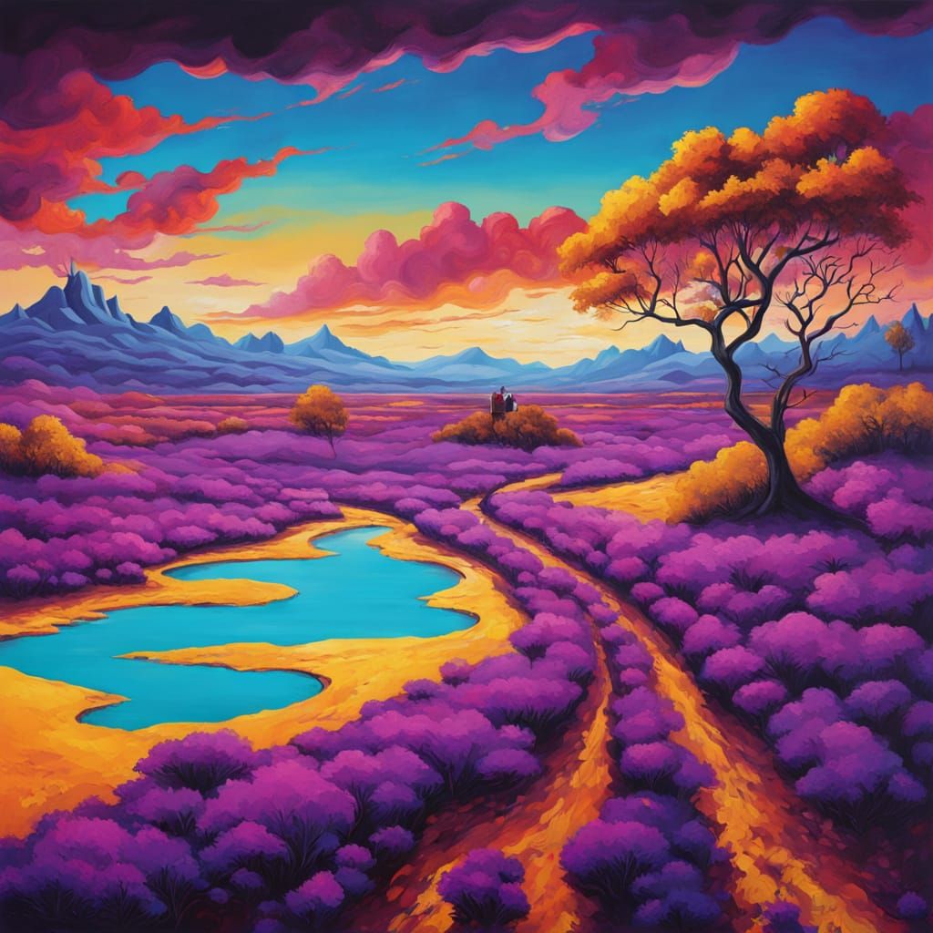 Surreal Dreamscapes in Vibrant Oil Painting