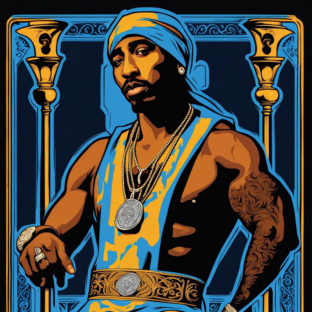 Tupac Shakur as The Hanged Man Tarot Card