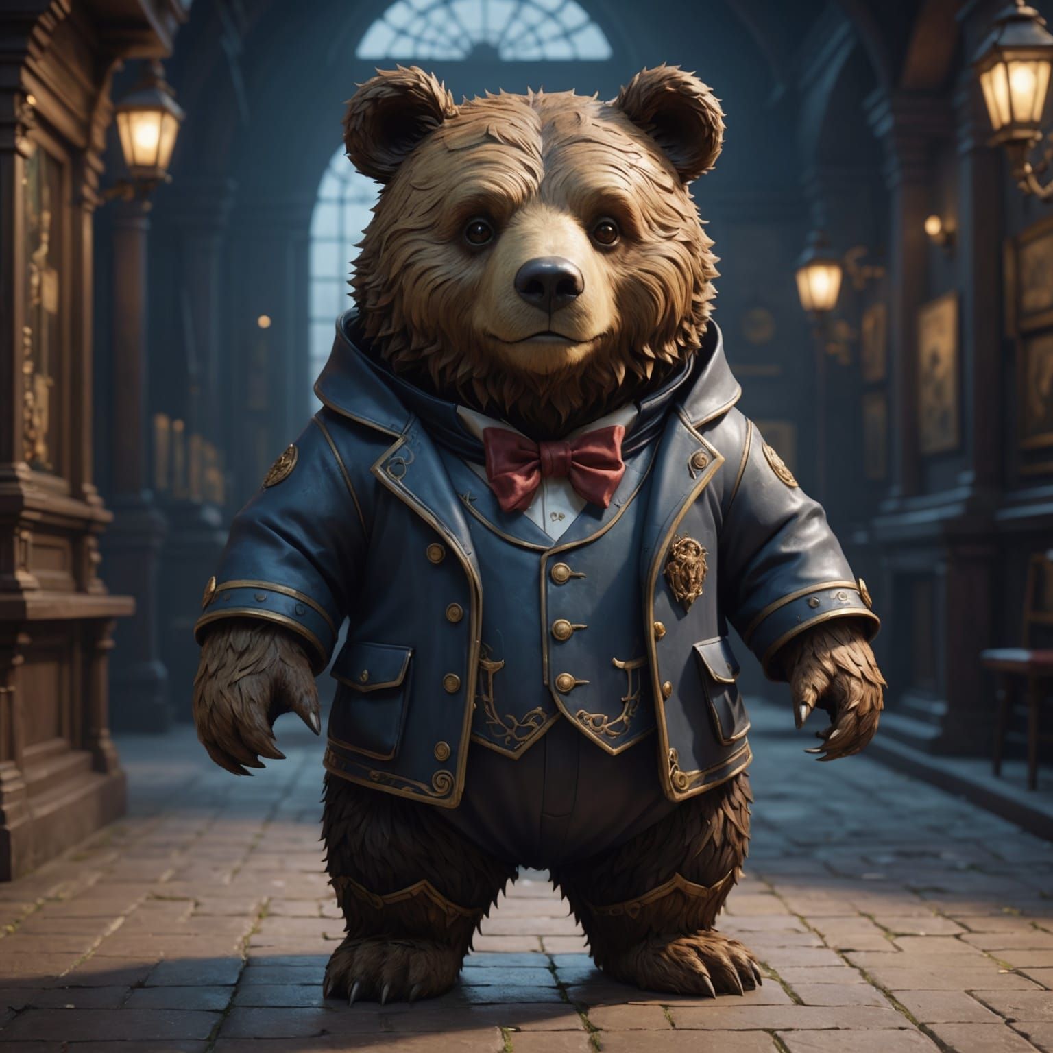 Whimsical Bear in Anime Art Style