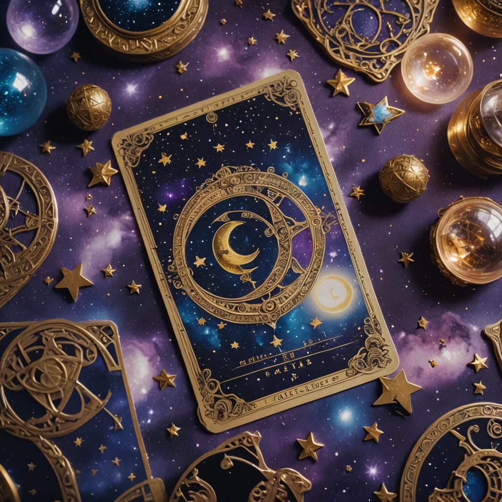 Tarot cards on a table with a crystal ball