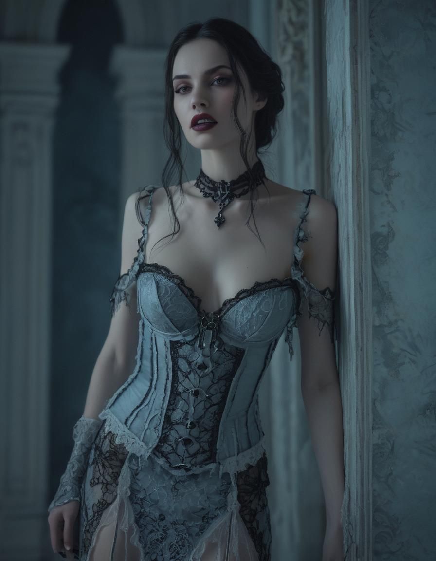 Gothic Vampire Maiden Portrait in Dark Fantasy Style