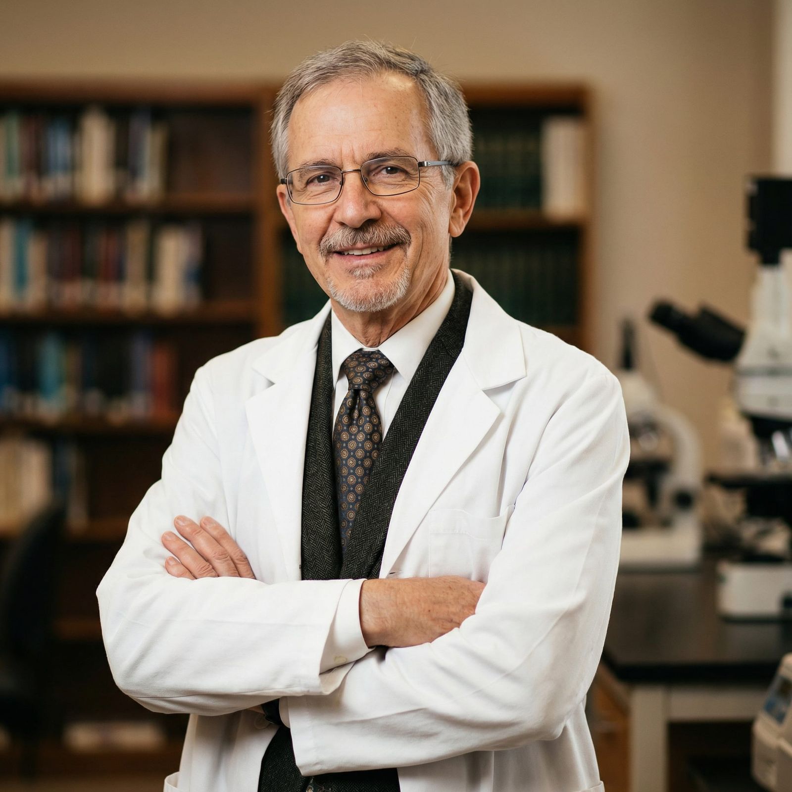 Distinguished Scientist in Laboratory Coat, Photorealistic P...