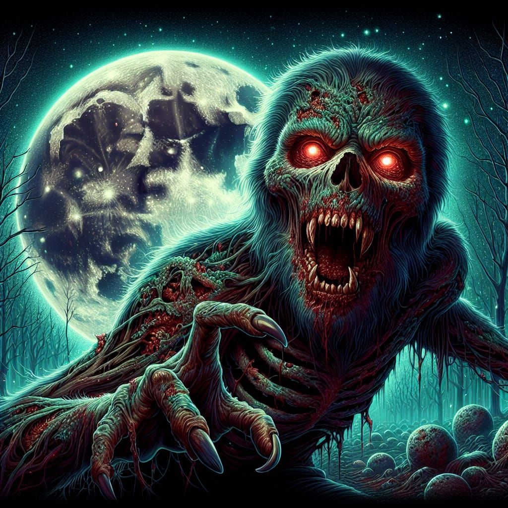 Undead Werewolf in Haunted Forest Digital Art