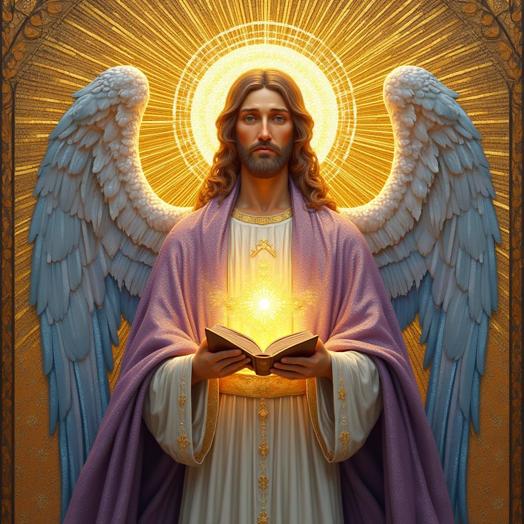 Byzantine Mosaic of Archangel Metatron with Sacred Book