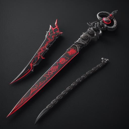Kusarigama with Ruby Steel in 3D Game Art Style