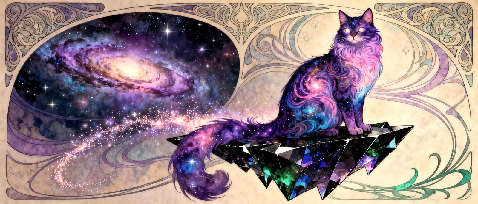 Ethereal Cat with Nebula Fur and Starlight Eyes