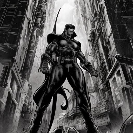 Heroic Noir Comic Book Page in Disney Animation Style