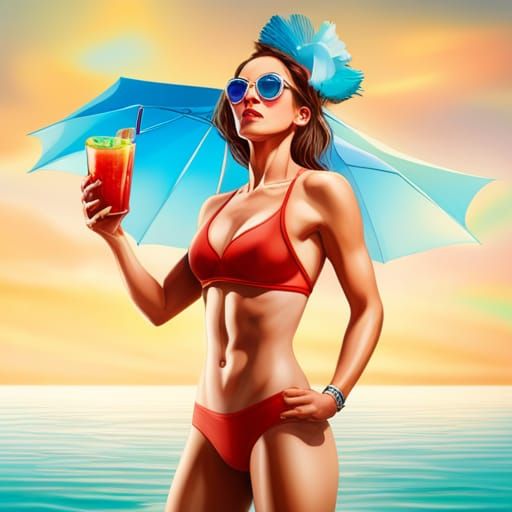 Hyperrealistic Beach Cocktails with Splash Art Detail