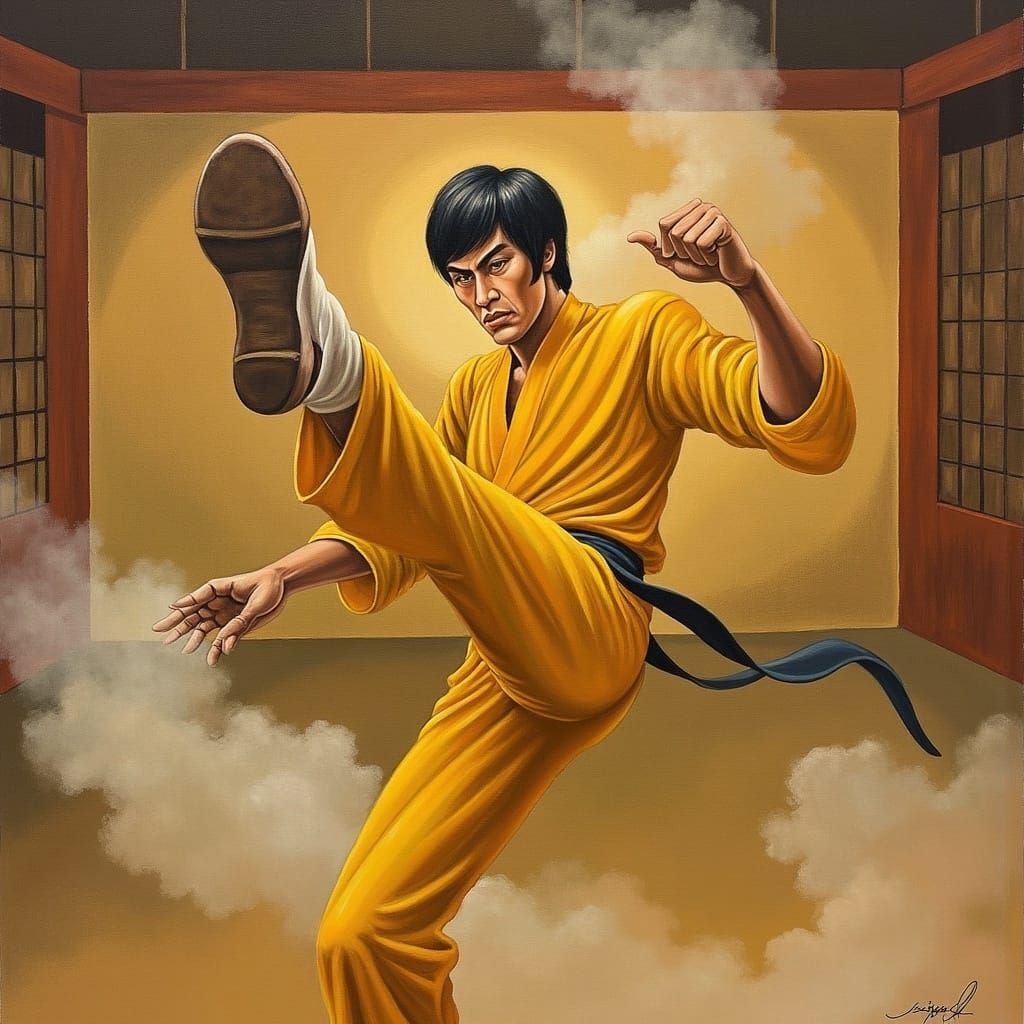 Bruce Lee Martial Arts Master in Dynamic Motion