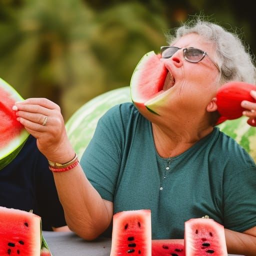 fat grandma watermelon eating contest